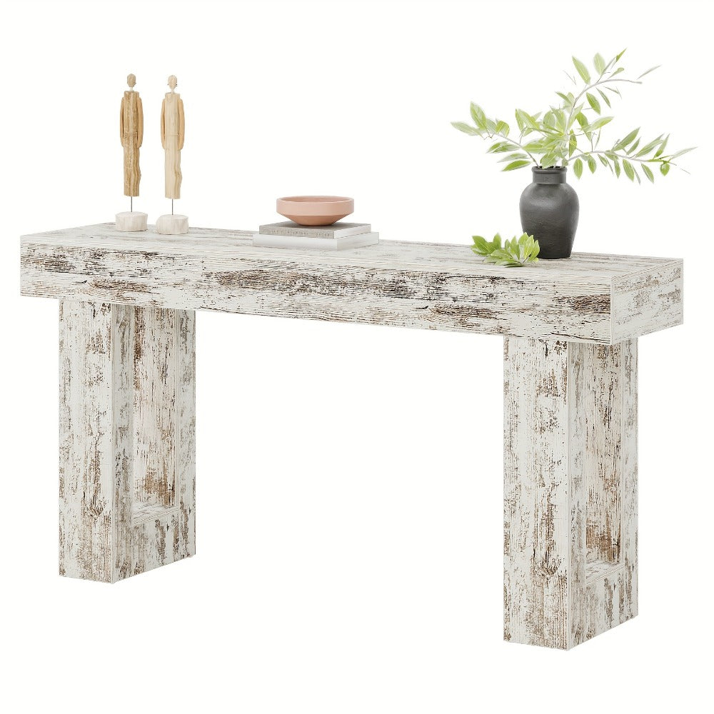 Farmhouse Console Table 63 Inch Narrow Sofa Table Behind Couch Industrial Entryway Table for Hallway Living Room Foyer Rustic Wood Finish Natural Brown Grey White Black