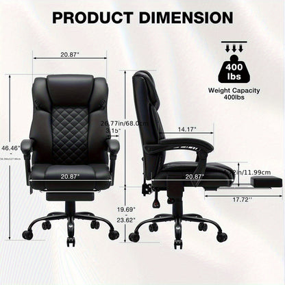 7-Point Vibrating Massage Office Chair with Heated, Ergonomic Desk Chairs with Footrest And 135 Degree Reclining High Back, Big And Tall Executive Office Chair 400LBS, Thick Cushion Gaming Chair for Home Office