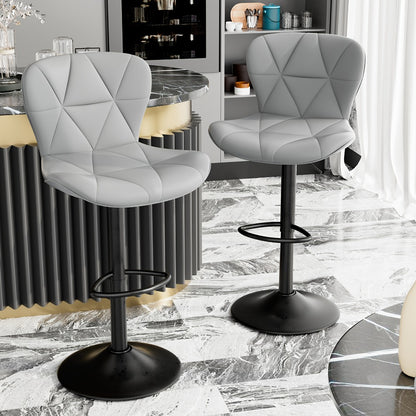 Swivel Bar Stools Set of 1/2/3/4, Adjustable Height Faux Leather Upholstered Counter Stools with Back & Thickened Cushion, Modern Island Barstools for Kitchen, Restaurant & Home Bar – Black White Gray Khaki