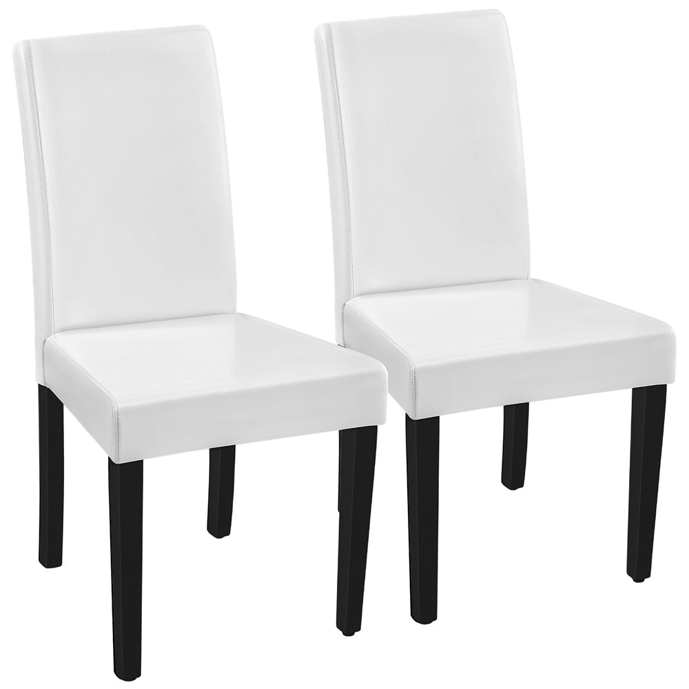 Costoffs Upholstered Dining Chairs Set of 2/4, Padded Leather Side Chairs with High Back & Rubberwood Legs, Modern Kitchen Chairs for Home, Kitchen & Restaurant, Black/White/Gray/Brown