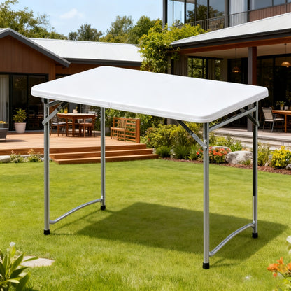 Folding Table with Metal Legs Sturdy Plastic Tabletop Easy Clean for Camping Outdoor Events Family Meals Indoor 2.5FT 4FT 5FT 6FT Black White Pink Khaki