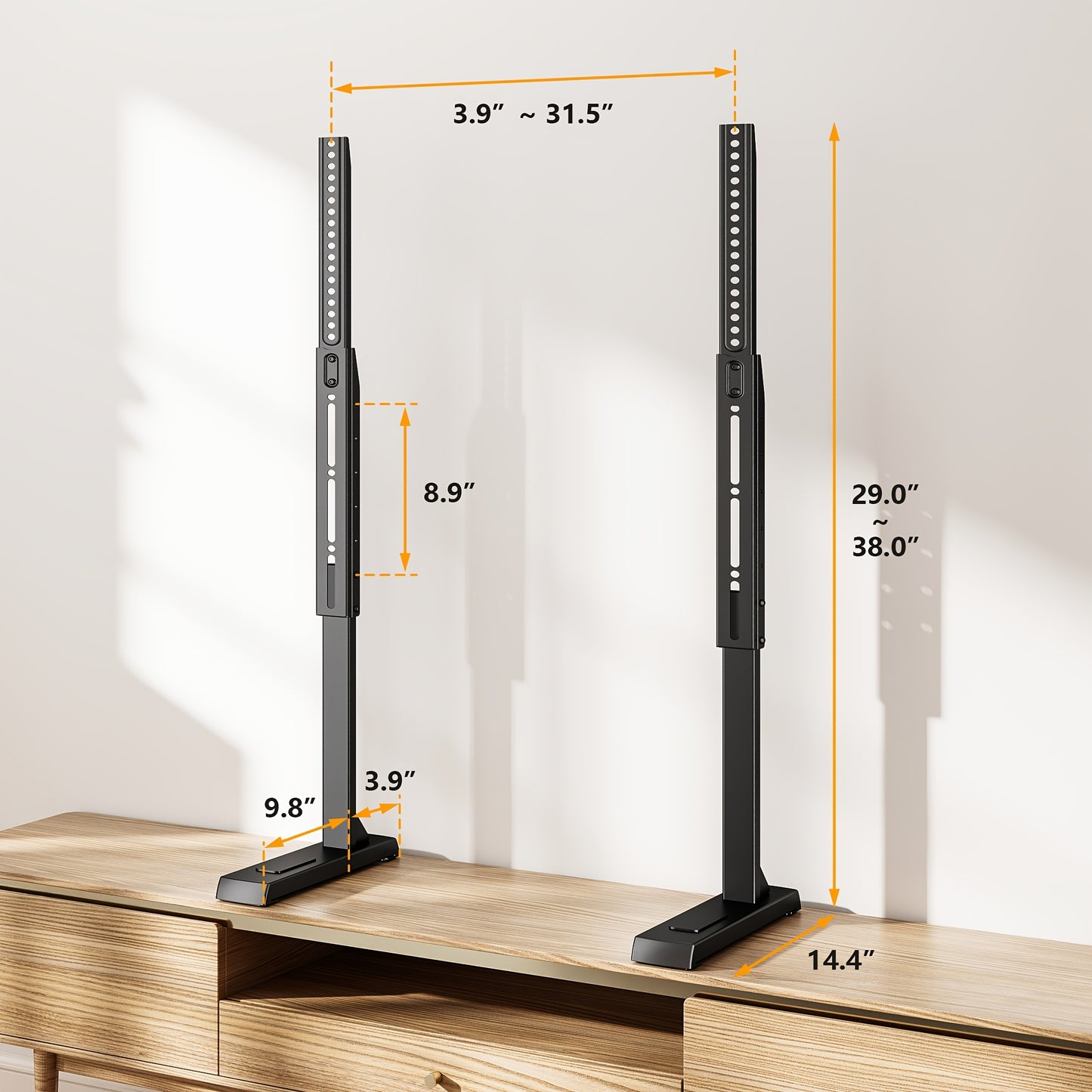 Universal TV Stand with Cable Management, Height Adjustable Legs for 37-92 Inch Flat/Curved Tvs, T