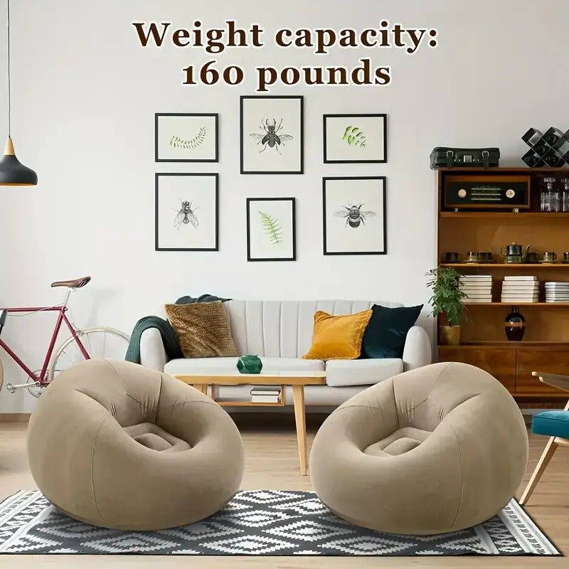 1pc Soybean Bag Chair, Inflatable Sofa Chair, Soft, Comfortable, Outdoor, Lazy Seat, Tatami Chair, Sofa Cover, Lazy Sofa, Circular Single Sofa, Living Room, Office Lunch Break, Outdoor Picnic Camping, Father's Day Gift