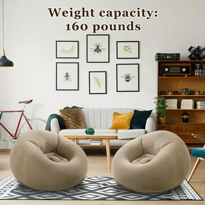 1pc Soybean Bag Chair, Inflatable Sofa Chair, Soft, Comfortable, Outdoor, Lazy Seat, Tatami Chair, Sofa Cover, Lazy Sofa, Circular Single Sofa, Living Room, Office Lunch Break, Outdoor Picnic Camping, Father's Day Gift