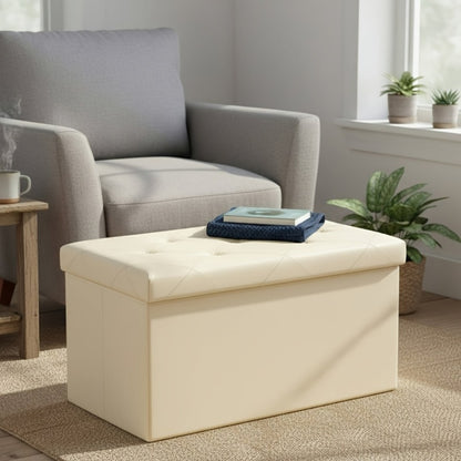Storage Ottoman Bench with Lid – Upholstered Folding Foot Rest Stool 660 lbs, Hardwood Frame for Living Room Bedroom Office, Classic Style in Black Brown Beige Gray Pink Blue