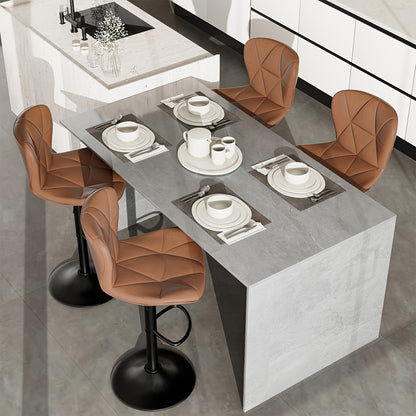 1/2/3/4pcs Modern Bar Stool, Adjustable Faux Leather Upholstered Swivel CounterStoolsFor Restaurant, Modern Bar Stool, Thickened Seat Cushion Souare lsland Barstools with Back