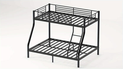 Bunk Beds Twin Over Twin/Full Size, Heavy Duty Metal Bunk Bed Frame With Angled Ladder For Spaces-Saving, Smooth Rounded Edges, Noise Free & Easy Assembly, Black