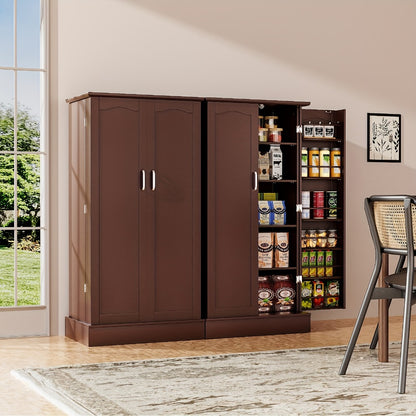 47 Inch Freestanding Pantry Cabinet with Adjustable Shelves - Kitchen Storage Cabinet Buffet Sideboard for Dining Room and Living Room