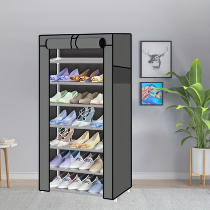 Large Shoe Rack Organizer 27-35 Pairs Multi-Layer Storage with Non-Woven Cover & Metal Frame, Space-Saving Shoe Cabinet for Entryway Bedroom Living Room Closet, Gray 5 Layers
