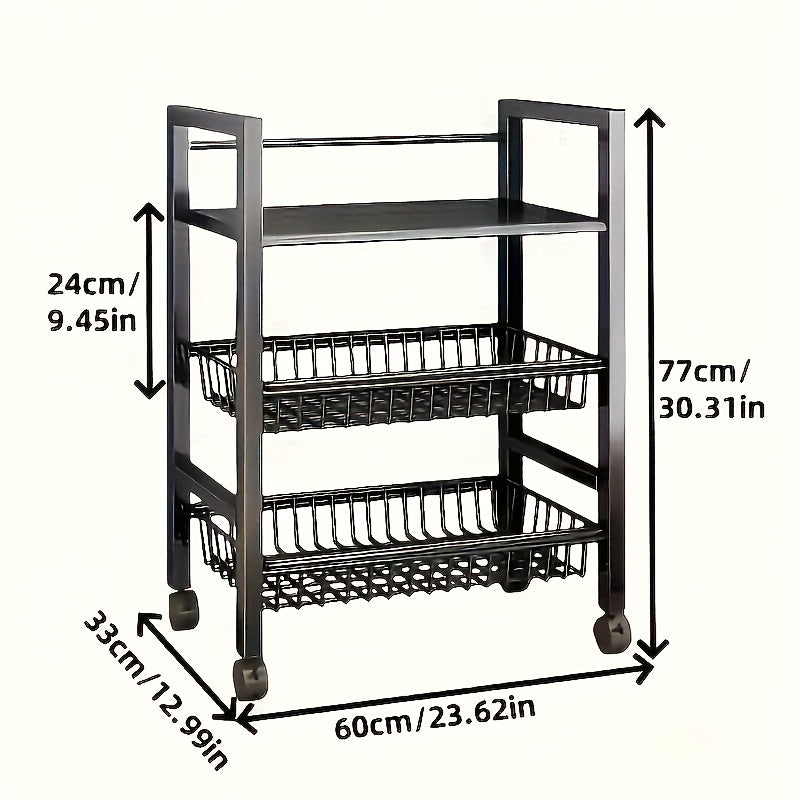 1 Removable Storage Rack, Adjustable Kitchen Storage Rack, Metal Shelf On Wheels, Food Cabinet, Bathroom, Food Cabinet Shelf, Space-Saving Design, Multifunctional Storage Rack, Sturdy Construction, Durable Wire Basket, Mobile Cart, Kitchen Hobbyist