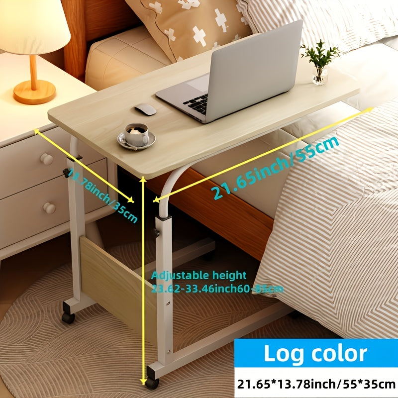 1 Movable Multifunctional Computer Desk, Home Bedroom Bedside Table Computer Desk, Bedroom, Living Room Dormitory, Lazy And Simple Student Writing Desk, Movable And Adjustable Height Laptop Desk, 360 Degree Rotating Wheels, Perfect Birthday Gift.