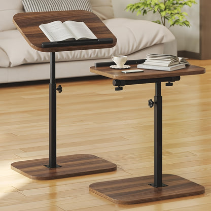 Small End Table Adjustable Height, 90 Degree Flip-Over Panel Side Table for Small Spaces 360 Degree Swivel TV Tray Couch Tables That Slide Under, Food Snack Trays for Sofa Bed Living Room