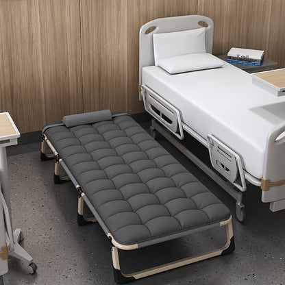 [Foldable Bed Frame] Foldable Bed Frame With Mattress - Stainless Frame Suitable For Bedroom & Guest Room, Adjustable Open-Panel Headboard, Foldable For Small Spaces, No Assembly Required, Retro Modern Bed For, Indoor Folding Guest Bed