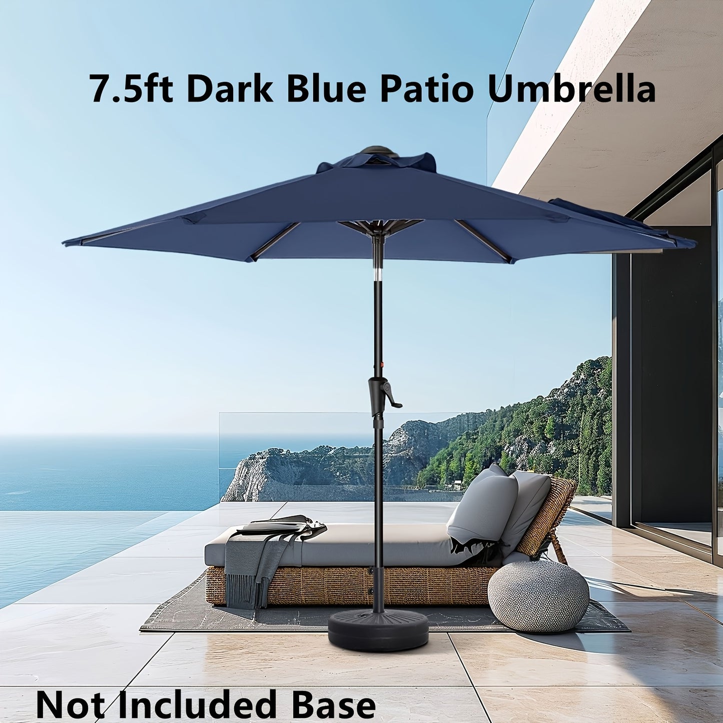 [Outdoor Patio Umbrella] 7.5/9ft Outdoor Patio Umbrella, Market Table Pool Deck Umbrella, Patio Table Umbrella With Push Button Tilt, Crank And Sturdy Metal Construction, UPF50+ UV Protection Pool Beach Yard Umbrella(Base Not Included)
