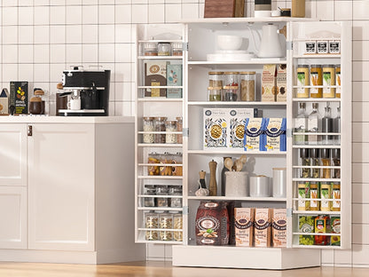 47 Inch Freestanding Pantry Cabinet with Adjustable Shelves - Kitchen Storage Cabinet Buffet Sideboard for Dining Room and Living Room