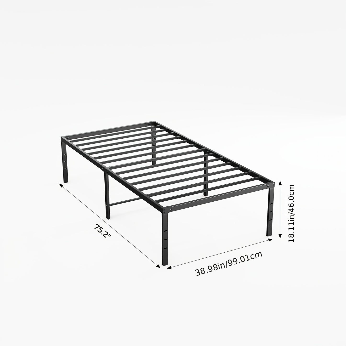 [Metal Platform Bed Frame] Bed Frame - 4 Size Platform Bed Frame Metal Mattress Foundation with Steel Slat Support, No Box Spring Needed, Storage Space Under Frame, Easy Assembly, Black