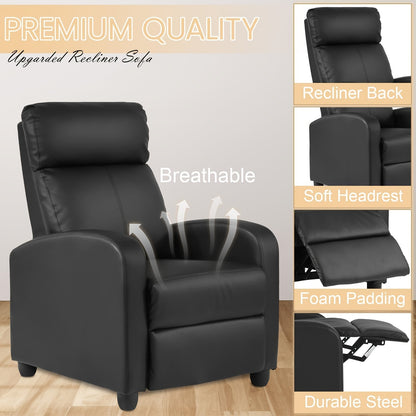 Recliner Chair for Living Room Recliner Sofa Breathable Padded PU Leather Massage Single Sofa Recliners for Small Recliner Chair with Footrest Home Theater Seating Bedroom