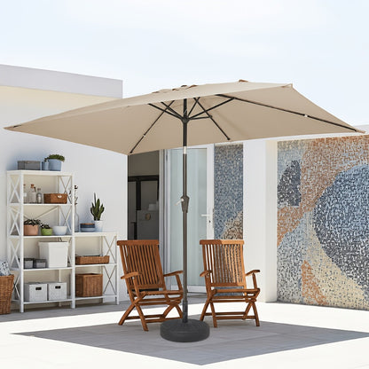 6.5x10 Ft Rectangular Patio Umbrella UV Protection Push Button Tilt Crank 6-Rib Market Table Umbrella for Pool Garden Backyard Deck 4 Colors