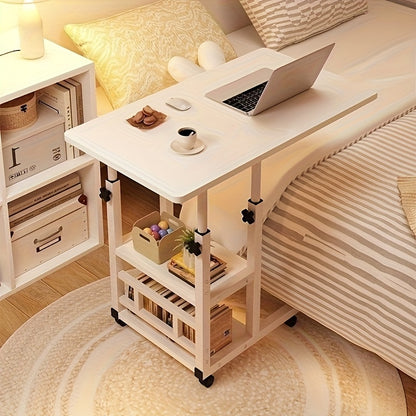 1 Movable Multifunctional Computer Desk, Home Bedroom Bedside Table Computer Desk, Bedroom, Living Room Dormitory, Lazy And Simple Student Writing Desk, Movable And Adjustable Height Laptop Desk, 360 Degree Rotating Wheels, Perfect Birthday Gift.