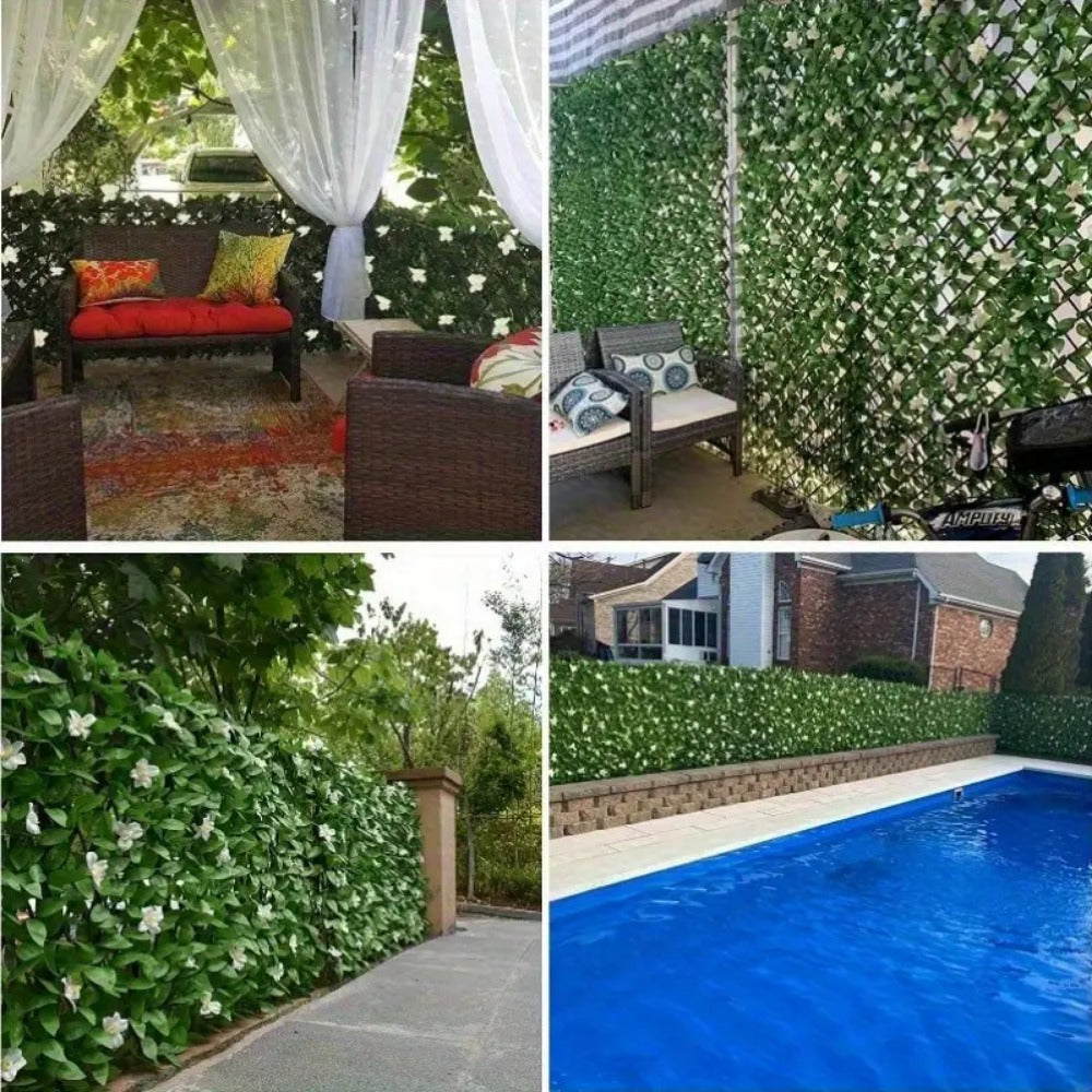 Expandable Artificial Vine Privacy Fence Set of 2 Connectable Green Wall Panel UV Resistant for Outdoor Garden Patio Balcony Home Decor – Purple Orchid & White Orchid, Free US Shipping