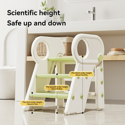 Kids Step Stool for Bathroom Sink Kitchen Counter, Adjustable 3 Step Stool for Toddler Toilet Potty Training Toilet Stool with Handles, Non-Slip Kids Step Ladder Learning Helper Tower