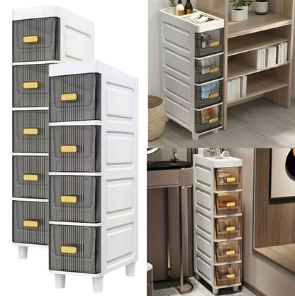 Luxury Slim Storage Cabinet with Drawers - Durable & Waterproof PP Material, Multi-Functional Storage Box, Suitable for Bathroom, Kitchen, Personal Care Product Dispensing And More, Ideal for Small Spaces, Storage Drawer Unit