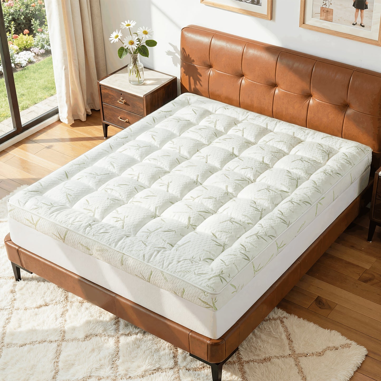 Upgraded Luxury Mattress Topper, Deep Pocket And Lace-Up Style Quilted Mattress Cover, Machine Washable Bed, Soft Cooling Mattress Protector, Pet Friendly Non-Slip Breathable Bedding, Fit Mattress Bedroom, Apartment, Guest Room, School Dormitory