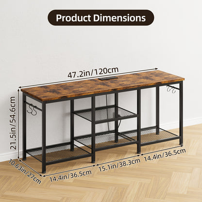 TV Stand with Charging Station, Easy TV Stand with LED Lights, Storage Cabinet with 4-Tier Open Storage Shelves, TV Stand for Tvs Up to 55In, for Living Room, Bedroom And Game Room, Easy to Assemble