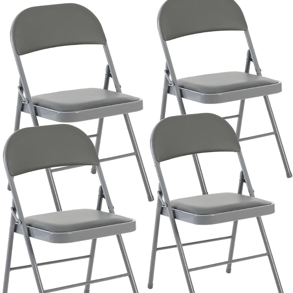 PU Leather Folding Chairs with Padded Seats & Steel Frame, Portable Stackable Chairs for Events Weddings Dining Home Office Church, 2 4 8 10 12 20 Packs Available in Khaki Black Grey