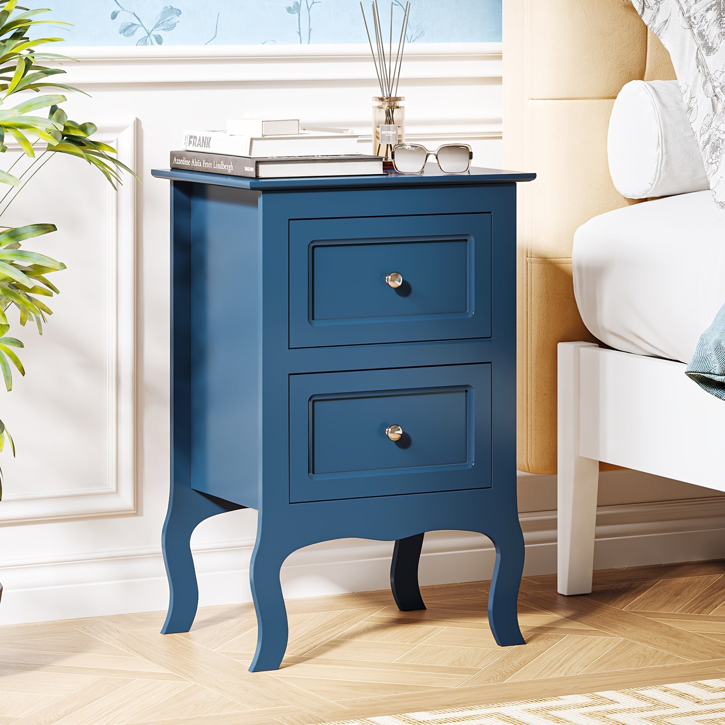 [Nightstand with Drawers] Bonnlo Nightstand for Bedrooms, Small Bed Side Table with Drawers for Small Spaces
