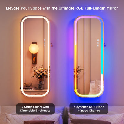 LED Jewelry Cabinet with Mirror Lockable Arched Floor Standing or Wall Hanging Jewelry Organizer for Necklaces Rings Earrings – USB Powered RGB Lights, White