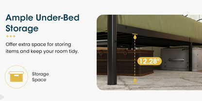 WEEWAY Metal Bed Frame with Headboard, Platform Bed with Butterfly Pattern Design Headboard & Footboard, No Box Spring Required, Easy Assembly