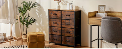 [8-Drawer Dresser] Dresser for Bedroom with 8 Drawers, Clothes Drawer Fabric Closet Organizer, Dresser with Metal Frame And Wood Tabletop, Chest Storage Tower for Bedroom, Living Room, Entryway
