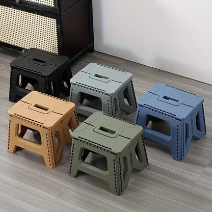 Square Plastic Folding Stool 330 lbs Heavy Duty Portable Collapsible Seat for Indoor Party Picnic Fishing, Durable PP Thickened Step Stool for Adults, Black Gray Blue