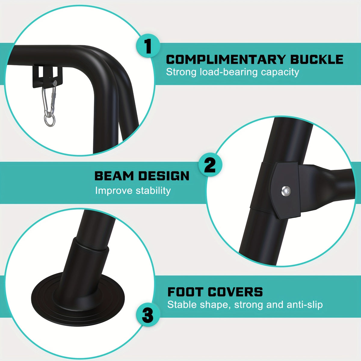 1.3-Inch Foldable Hammock Chair Stand with Weather-Resistant Finish and Tool-Free Assembly detail image - detail view 11