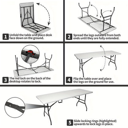 1.5-Inch Heavy-Duty Folding Tables with Carry Handle and Weather-Resistant Finish detail image - detail view 7