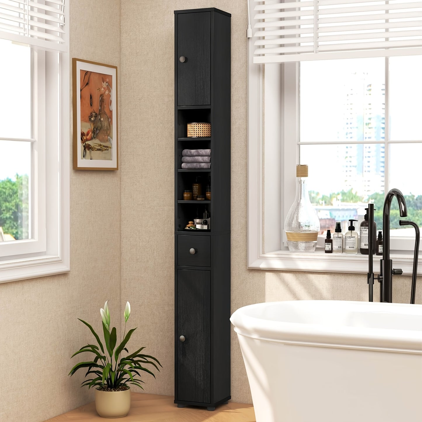 Bathroom Cabinet shown in the Black option