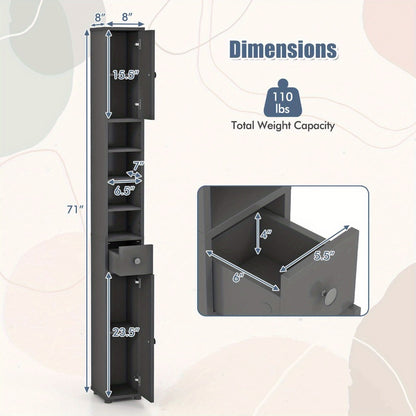 1-Drawer Freestanding Bathroom Cabinet with Adjustable Shelves and Multiple Color Options detail image - detail view 4