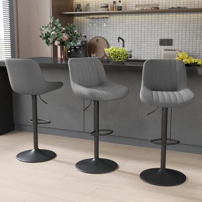1-Piece Set Upholstered Bar Stool with Adjustable Height and Footrest for Kitchen detail image - detail view 17
