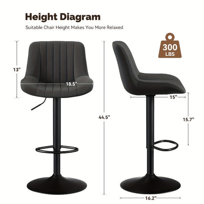 1-Piece Set Upholstered Bar Stool with Adjustable Height and Footrest for Kitchen detail image - detail view 3
