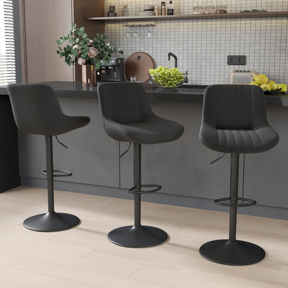 1-Piece Set Upholstered Bar Stool with Adjustable Height and Footrest for Kitchen detail image - detail view 6