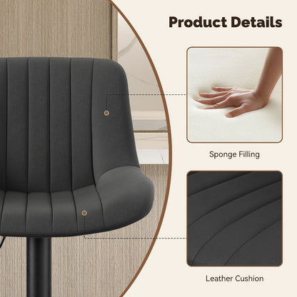 1-Piece Set Upholstered Bar Stool with Adjustable Height and Footrest for Kitchen detail image - detail view 7