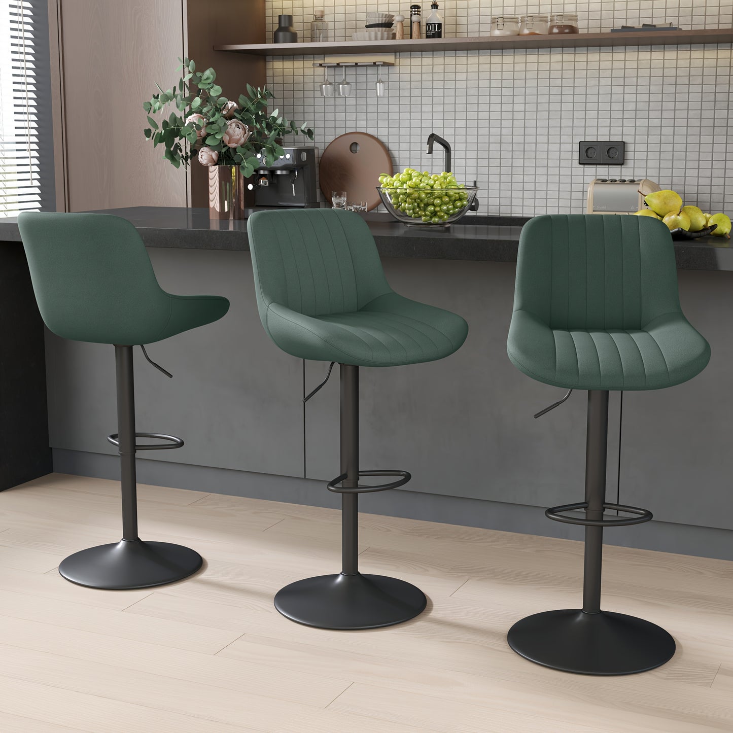 Bar Stool shown in the Green, Set Of 3pcs option