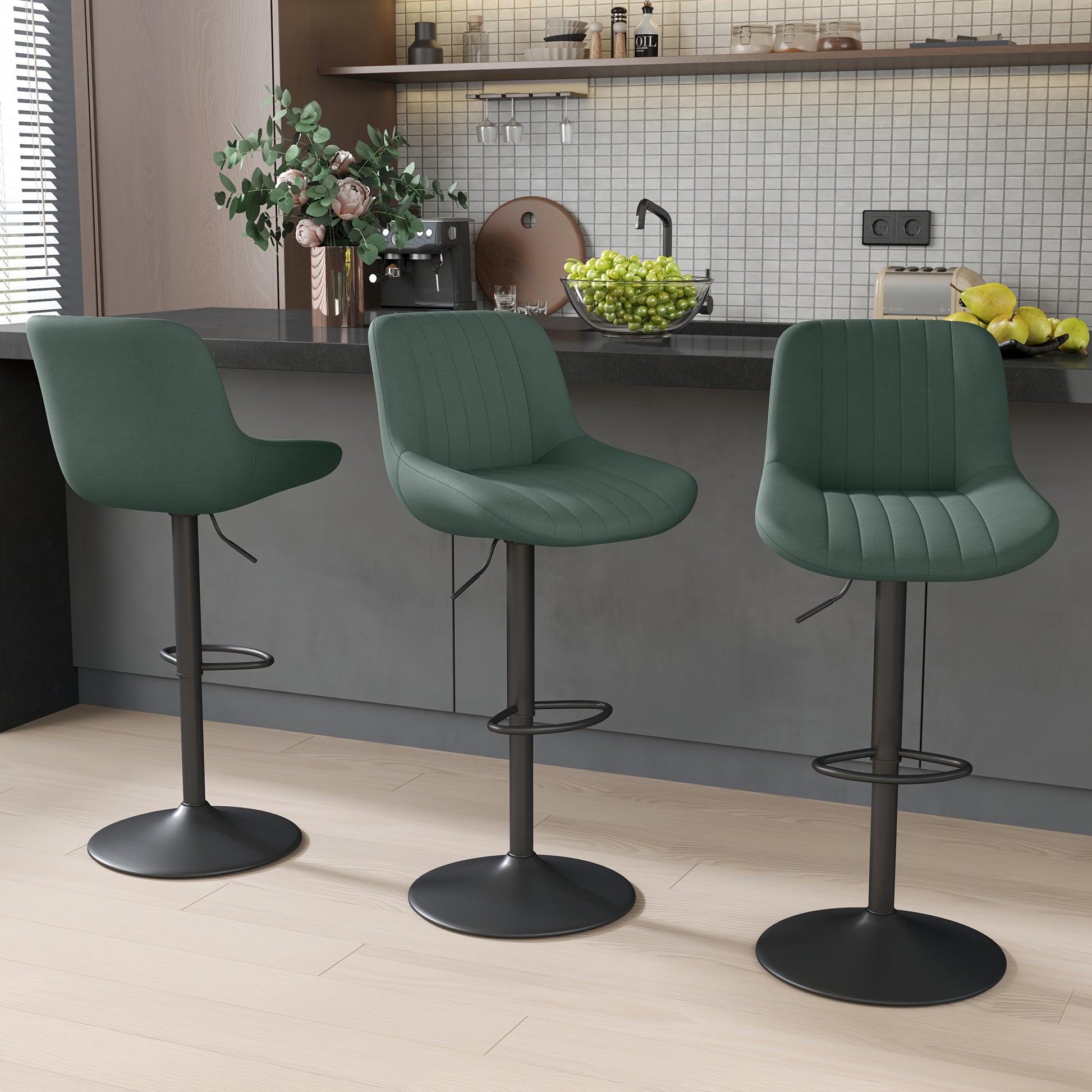 Bar Stool shown in the Green, Set Of 3pcs option