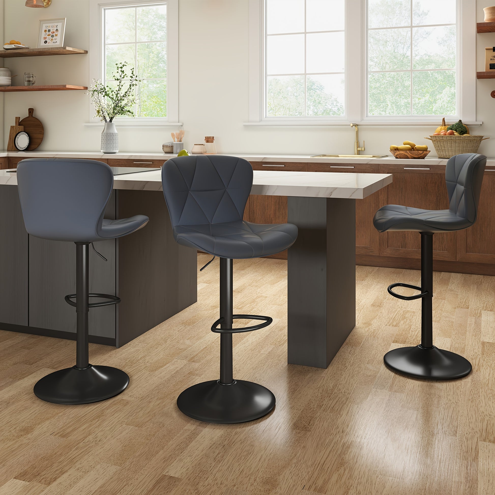 Bar Stool shown in the Dark Gray, Set Of 3pcs option