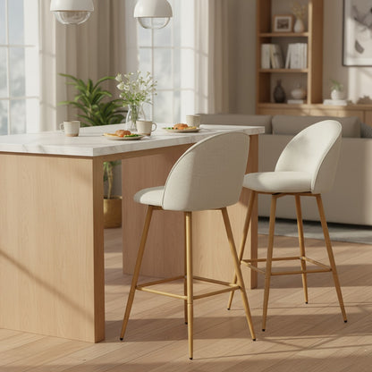 1-Piece Set Upholstered Counter Stool with Footrest and Padded Seat for Kitchen detail image - detail view 7