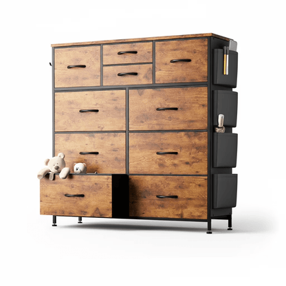 Dresser shown in the 10 Drawers(Side Pockets) - Brown option