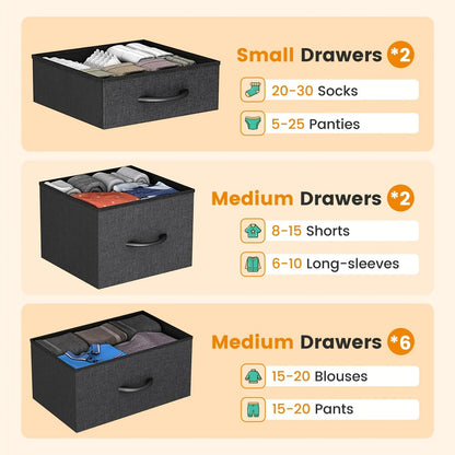 10-Drawer Fabric Dresser, Drawer Storage Cabinet for Bedroom detail image - detail view 8