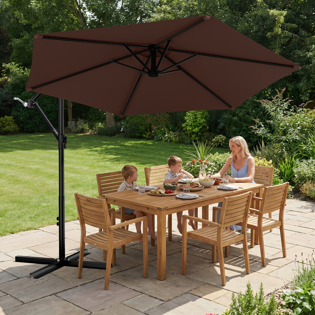 Cantilever Patio Umbrella shown in the Brown option