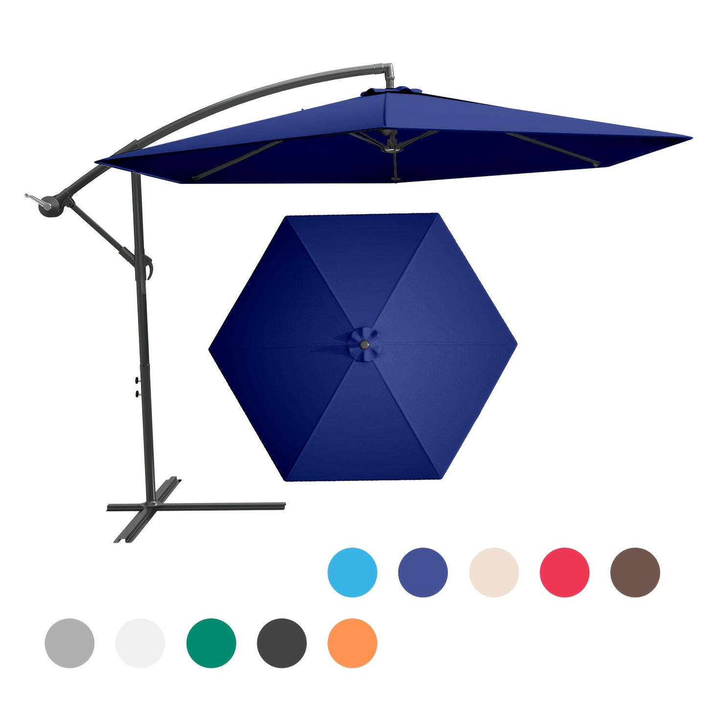 Cantilever Patio Umbrella shown in the Dark Blue option